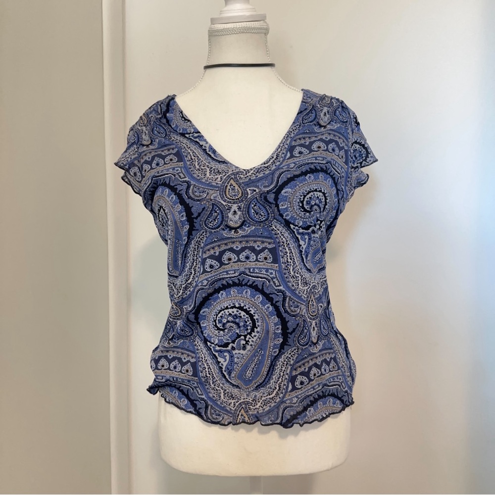 Old Navy Blue Paisley Blouse